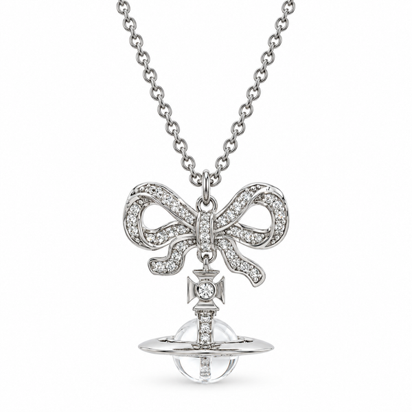 Celestial Bowknot Saturn Orb Necklace