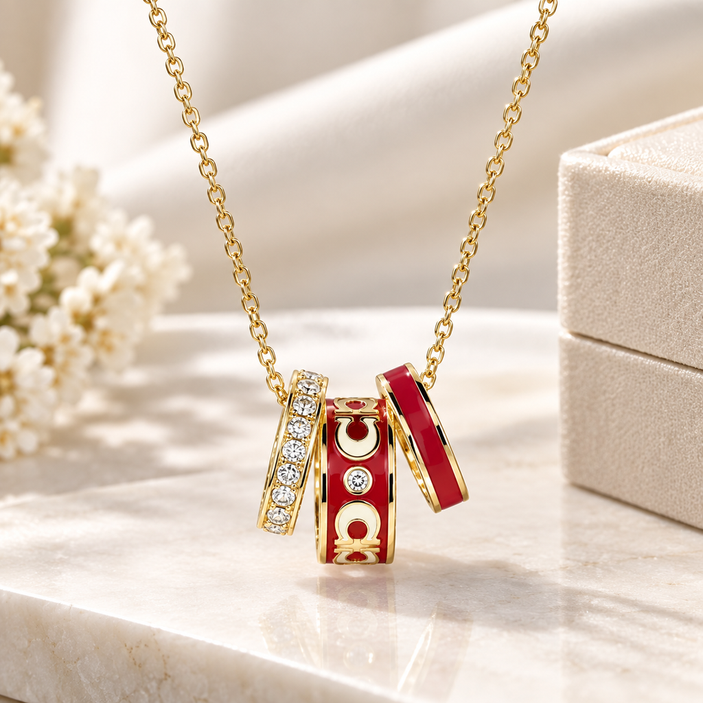 Enamel and Crystal Necklace