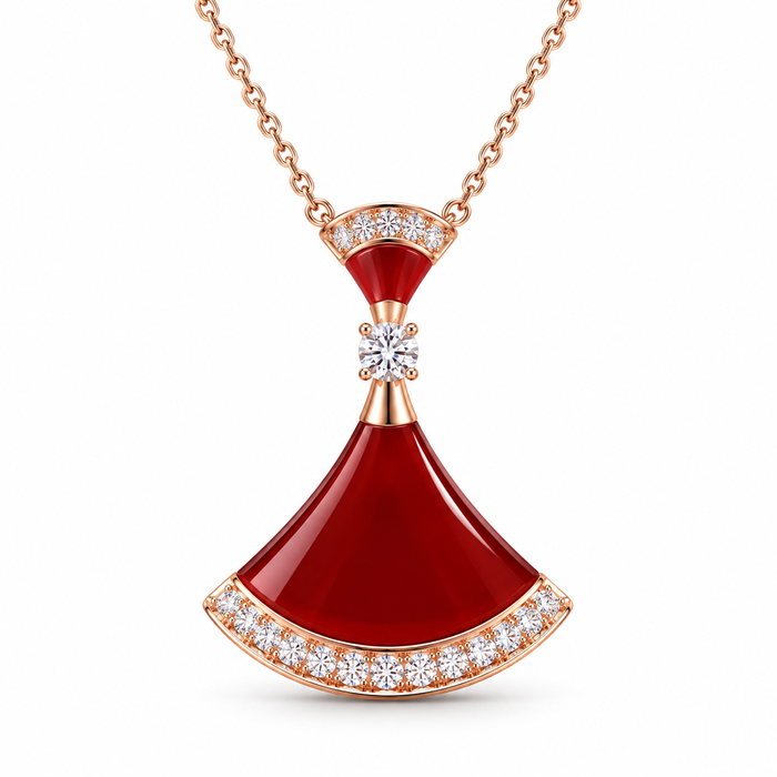 Fan 925 Sterling Silver Pendant Necklace