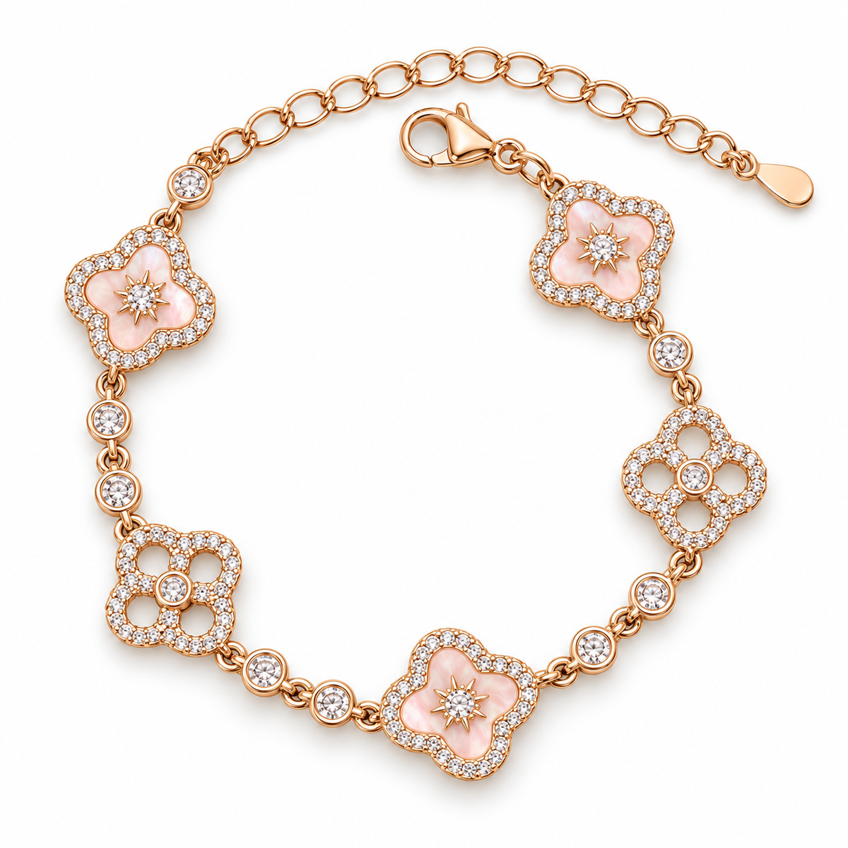 Floral Clover Charm Lucky Bracelet