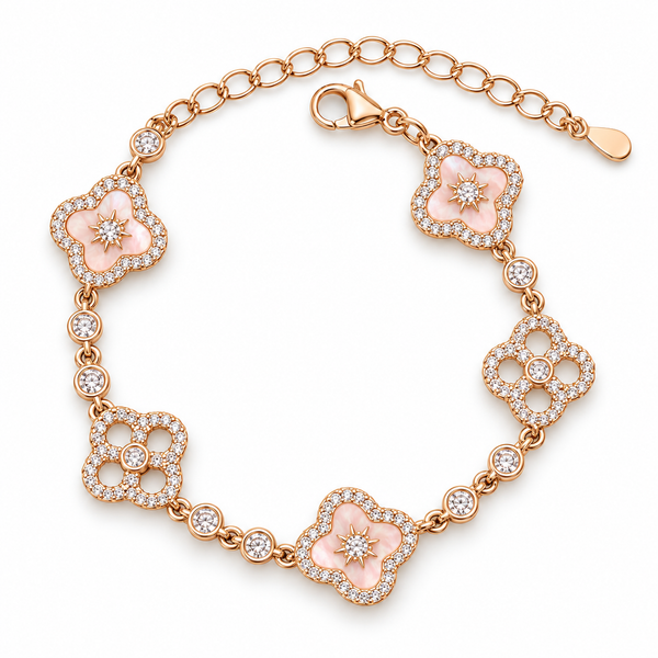 Floral Clover Charm Lucky Bracelet