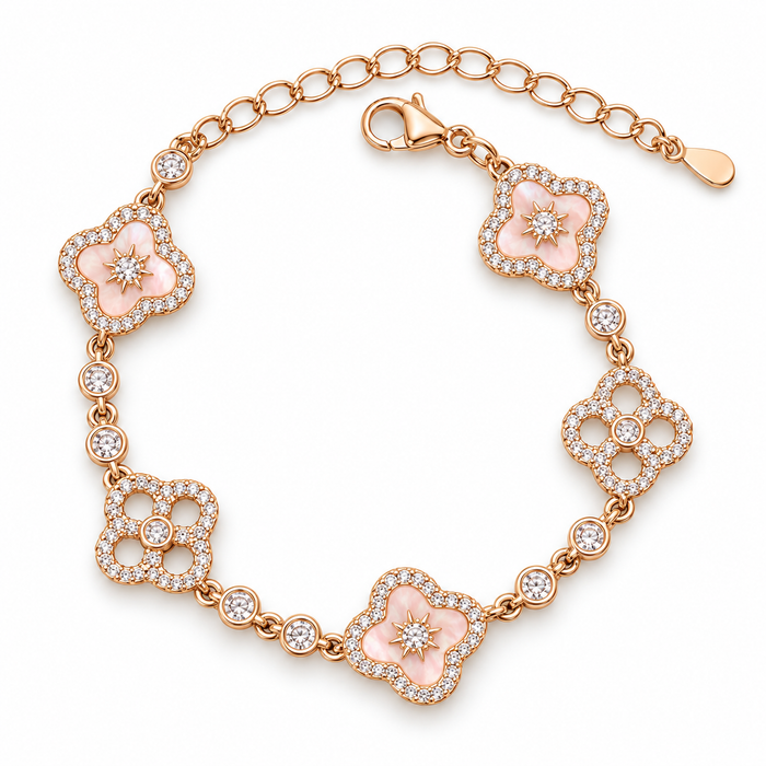 Floral Clover Charm Lucky Bracelet