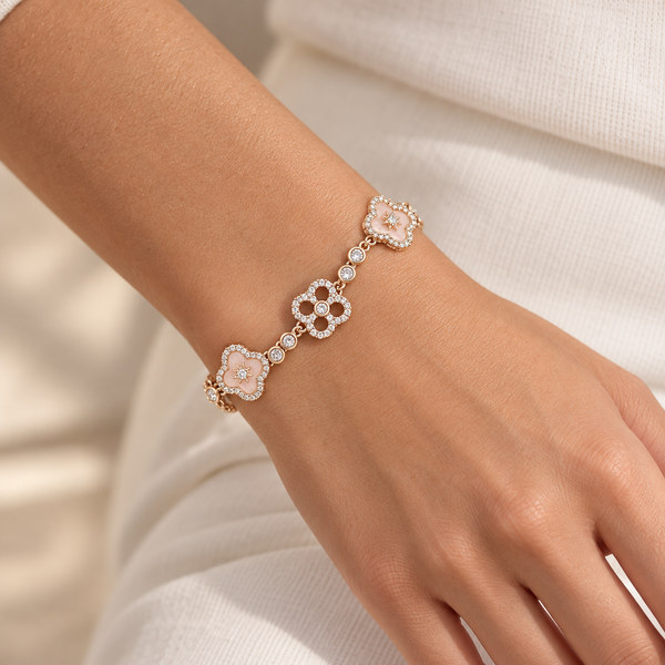 Floral Clover Charm Lucky Bracelet