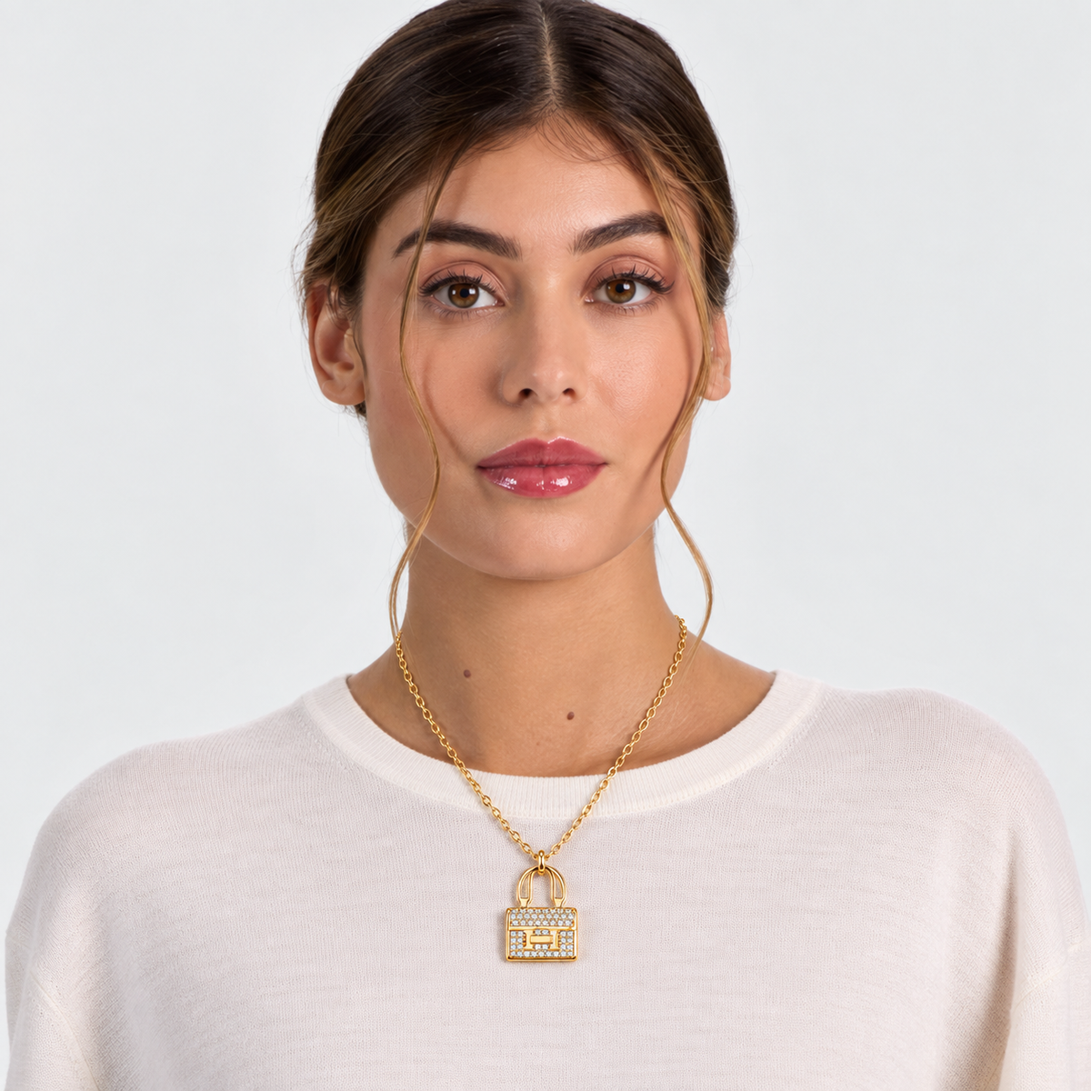 Full-pavé H-logo Handbag Necklace