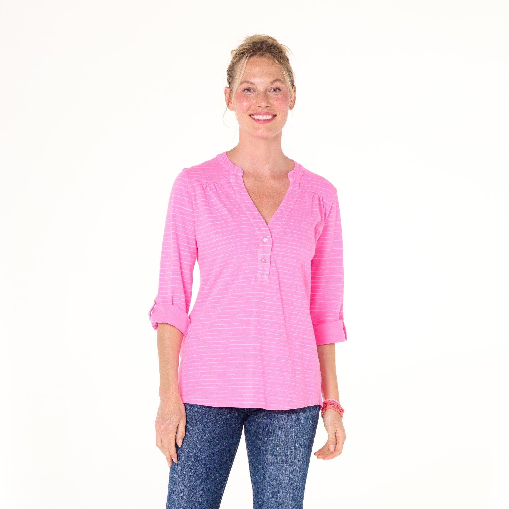 Ocean Stripe Buttonside Henley | Clearance