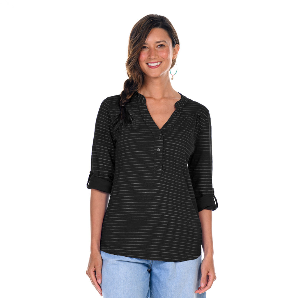 Ocean Stripe Buttonside Henley | Clearance