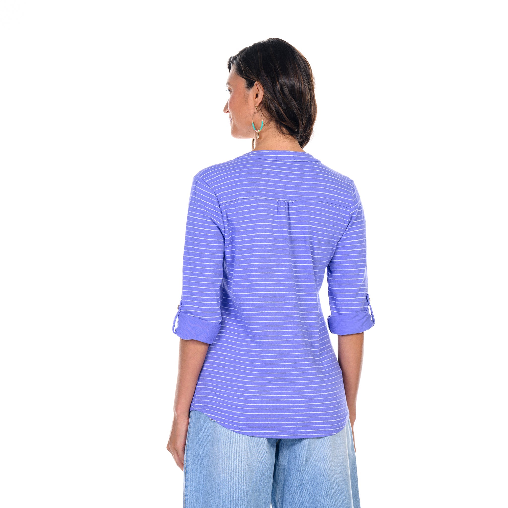 Ocean Stripe Buttonside Henley | Clearance