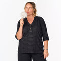 Ocean Stripe Buttonside Henley | Plus Size | Clearance