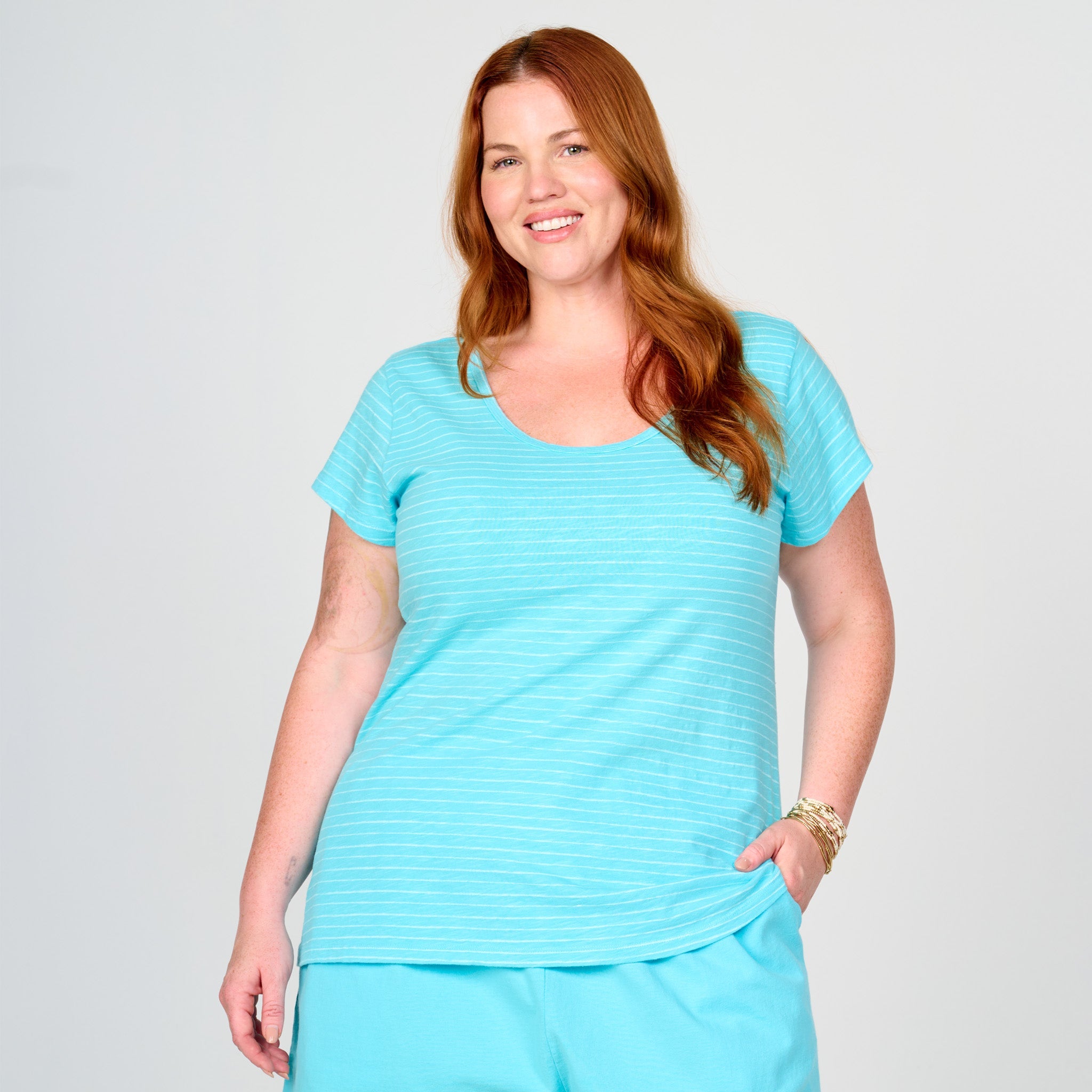 Ocean Stripe Vintage Scoop Neck T | Plus Size
