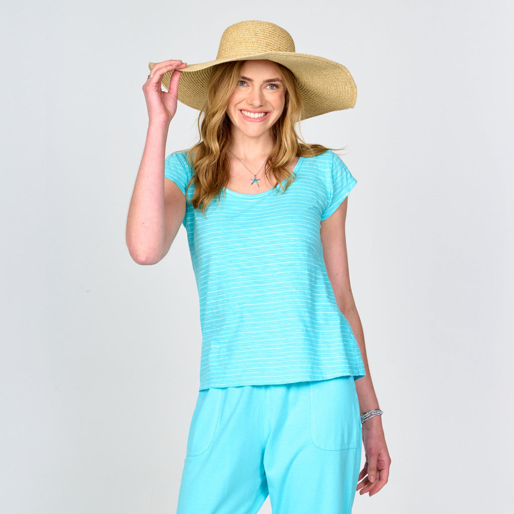 Ocean Stripe Vintage Scoop Neck T