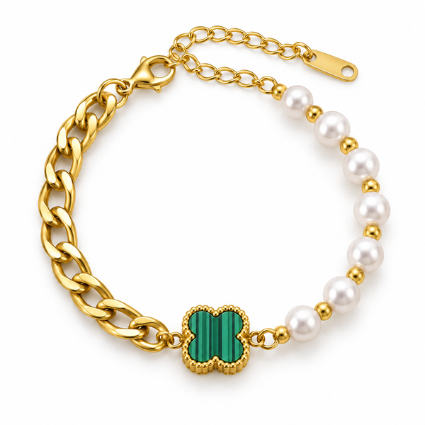 Pearl Four-Leaf Clover Bracelet