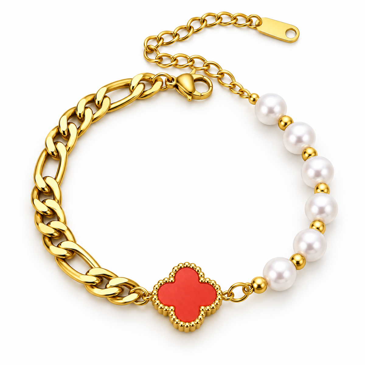 Pearl Four-Leaf Clover Bracelet
