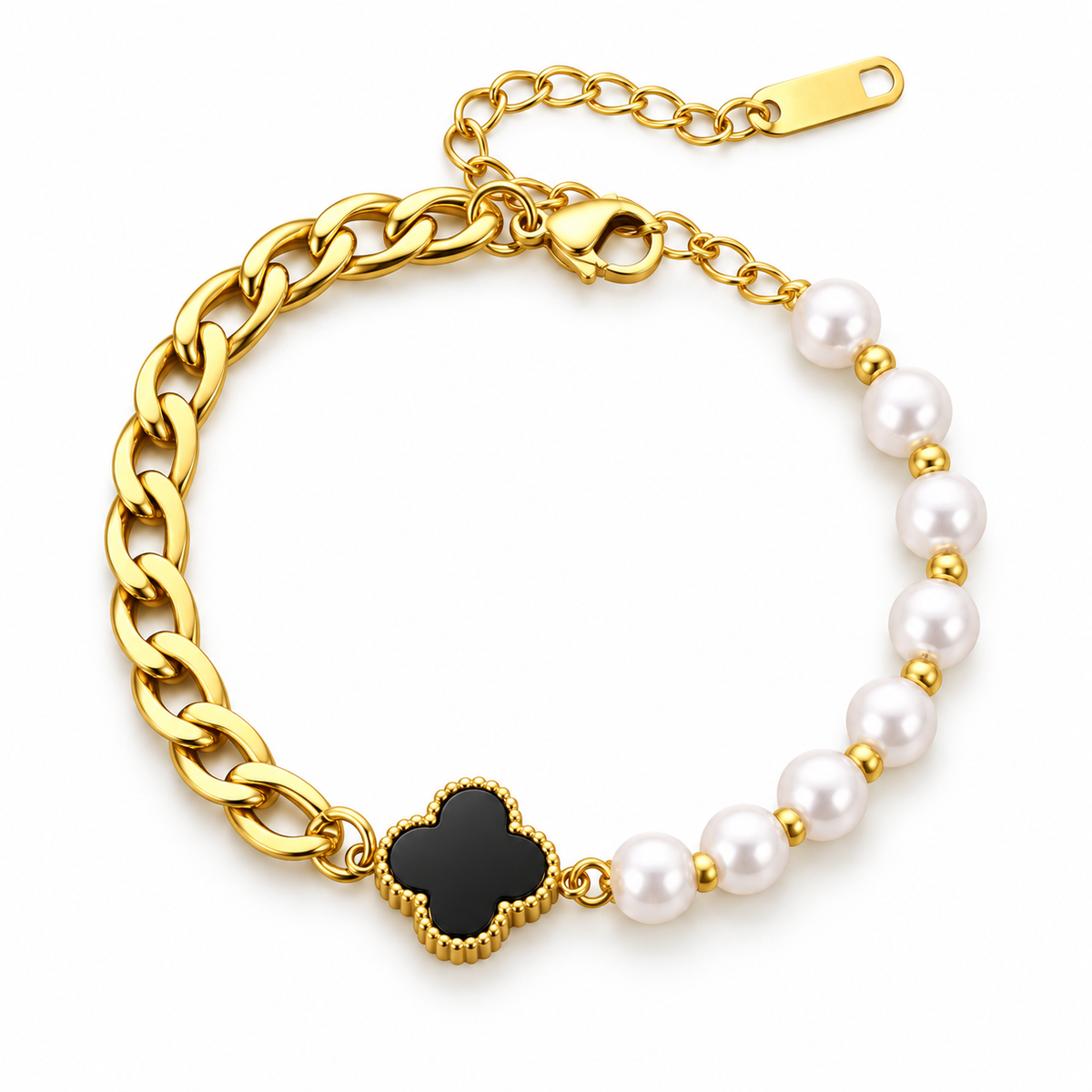 Pearl Four-Leaf Clover Bracelet