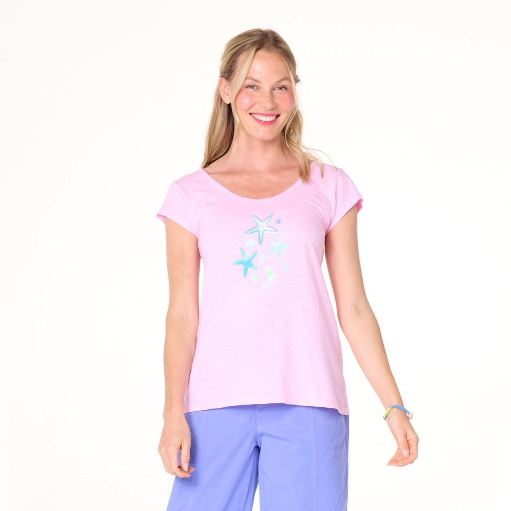 Scattered Shells Vintage Scoop Neck T | Clearance