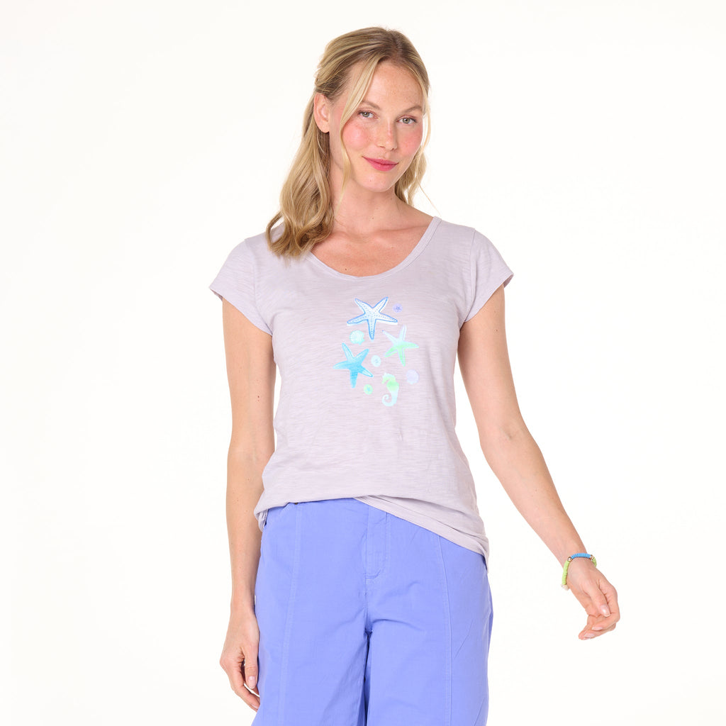 Scattered Shells Vintage Scoop Neck T | Clearance