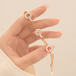 Plated Triple Circle Full Pave CZ Double Chain Bracelet